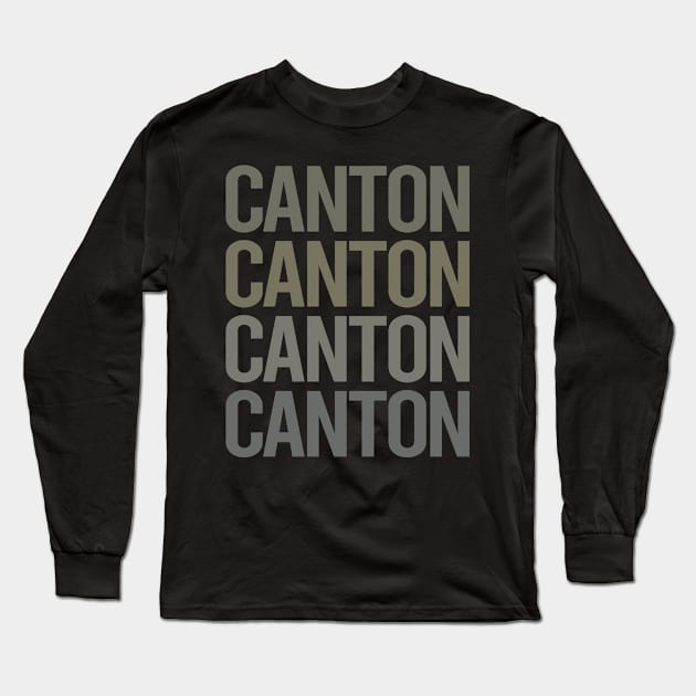 Gray Text Art Canton Long Sleeve T-Shirt by flaskoverhand